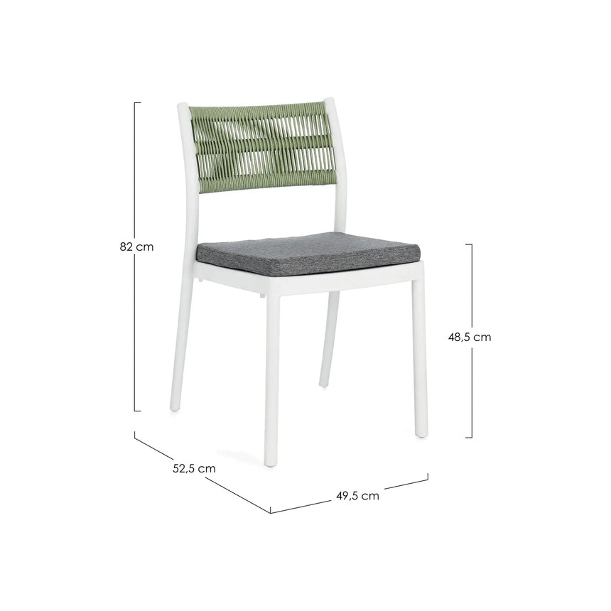 Alvin Stuhl mit Kissen Weiss/Grün - ZEN ZONE Furniture