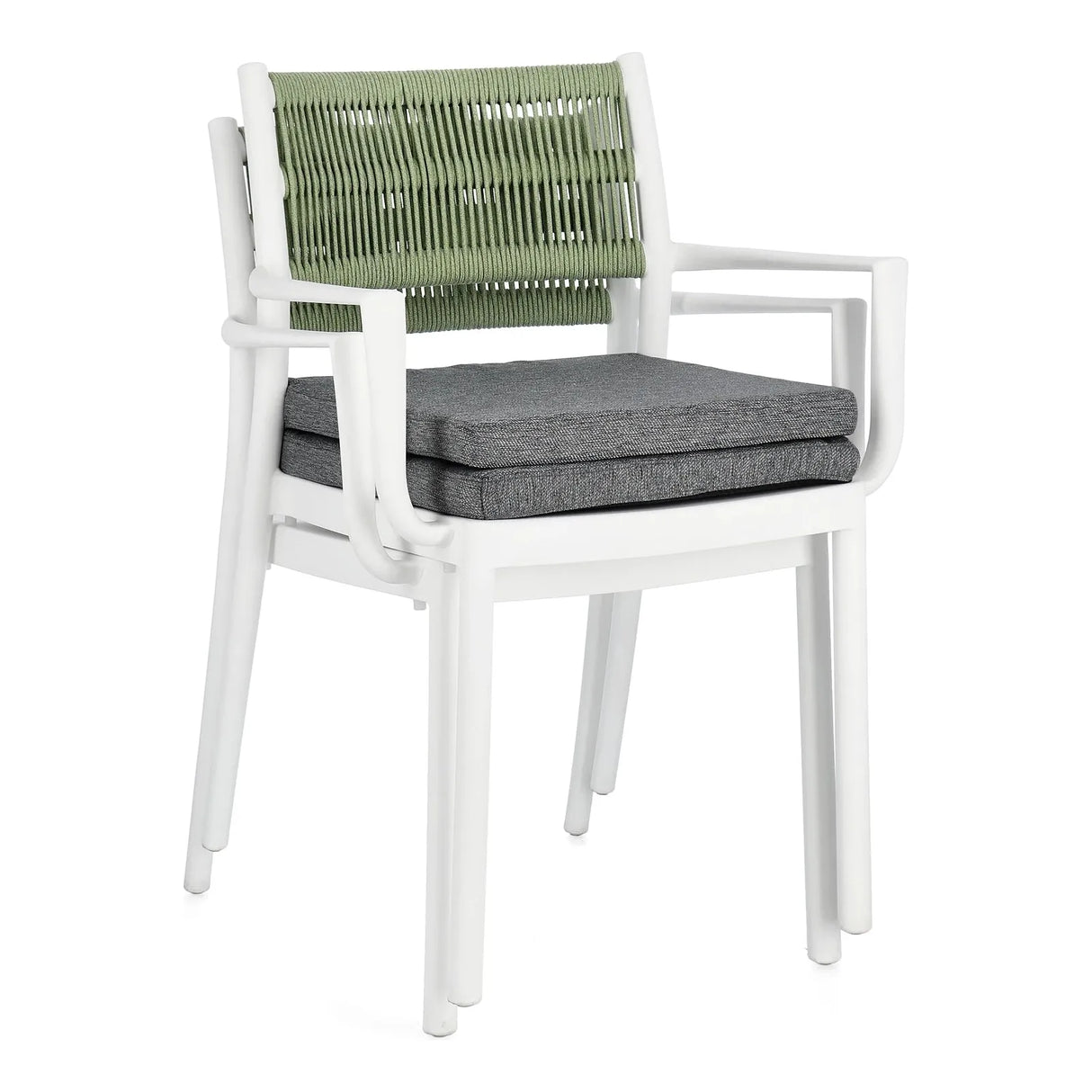 Alvin Stuhl mit Armlehne und Kissen Weiss/Grün - ZEN ZONE Furniture