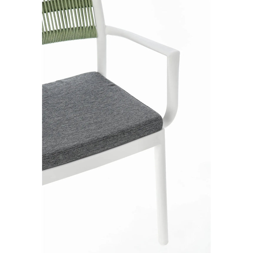 Alvin Stuhl mit Armlehne und Kissen Weiss/Grün - ZEN ZONE Furniture