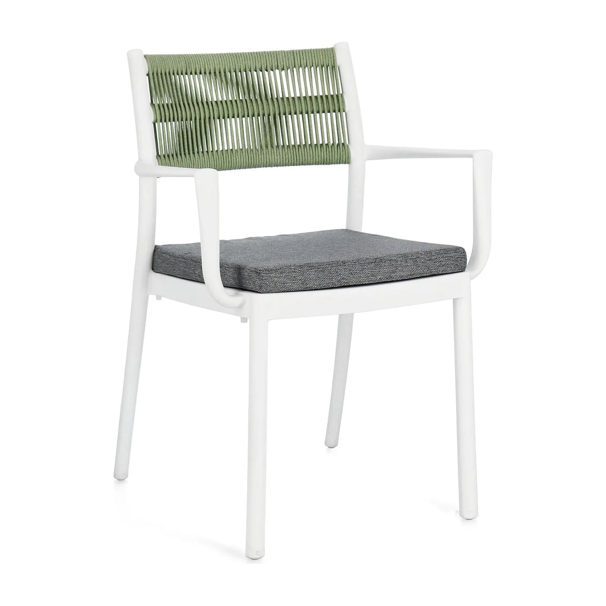 Alvin Stuhl mit Armlehne und Kissen Weiss/Grün - ZEN ZONE Furniture