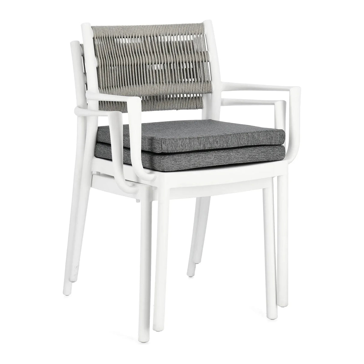 Alvin Stuhl mit Armlehne und Kissen Weiss/Hellgrau - ZEN ZONE Furniture