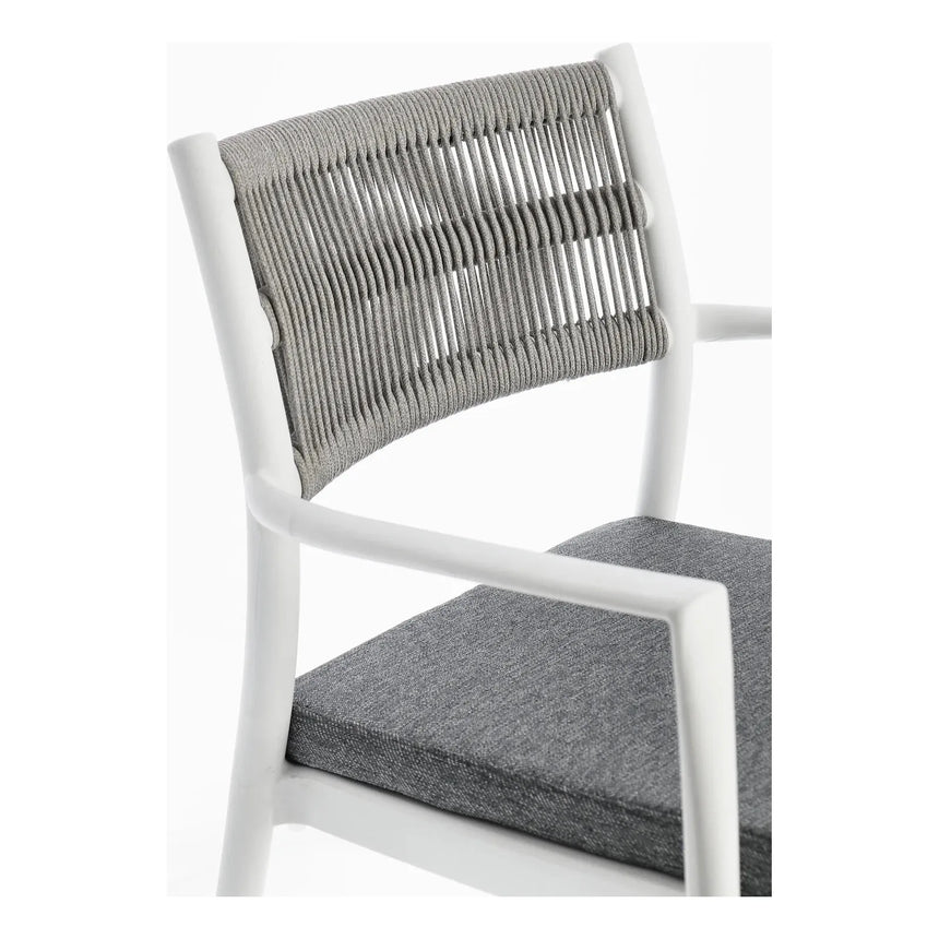 Alvin Stuhl mit Armlehne und Kissen Weiss/Hellgrau - ZEN ZONE Furniture