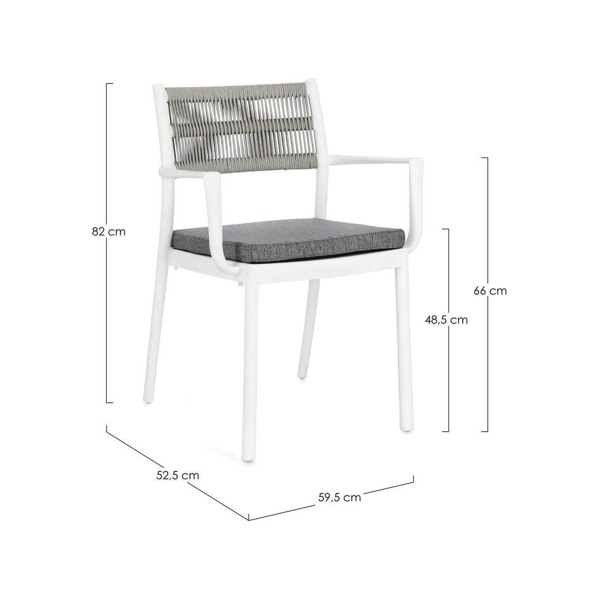 Alvin Stuhl mit Armlehne und Kissen Weiss/Hellgrau - ZEN ZONE Furniture