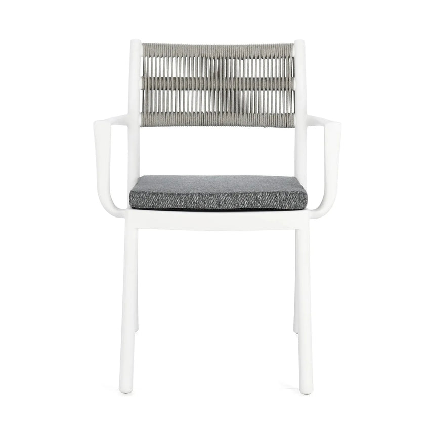 Alvin Stuhl mit Armlehne und Kissen Weiss/Hellgrau - ZEN ZONE Furniture