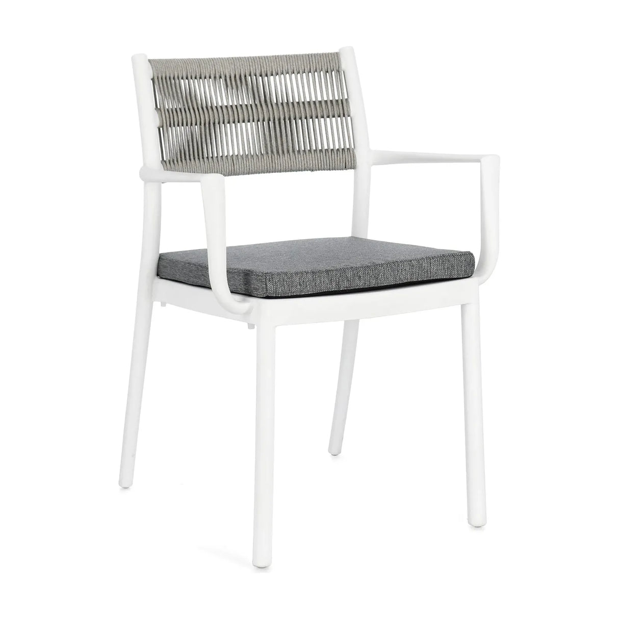 Alvin Stuhl mit Armlehne und Kissen Weiss/Hellgrau - ZEN ZONE Furniture