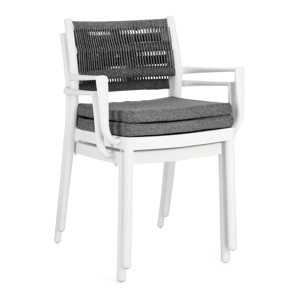 Alvin Stuhl mit Armlehne und Kissen Weiss/Dunkelgrau - ZEN ZONE Furniture