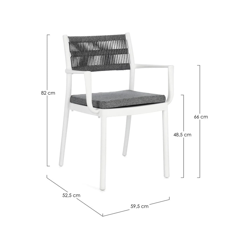 Alvin Stuhl mit Armlehne und Kissen Weiss/Dunkelgrau - ZEN ZONE Furniture