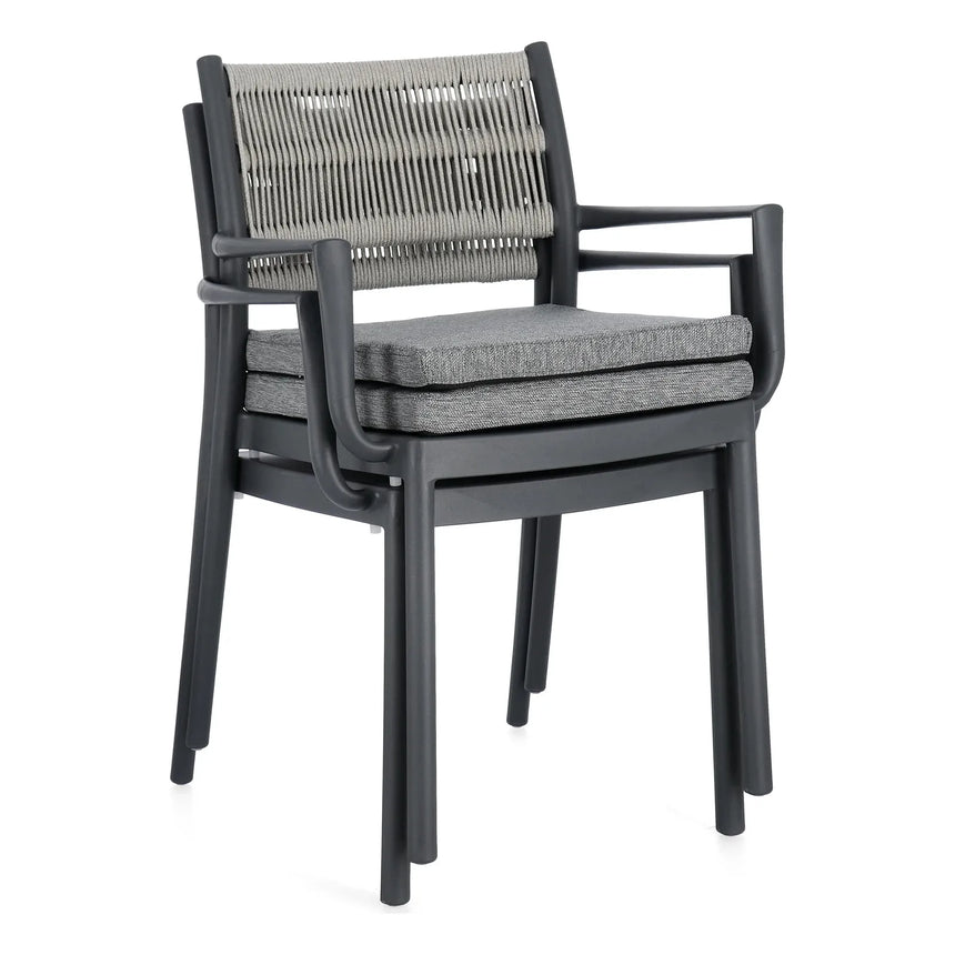 Alvin Stuhl mit Armlehne und Kissen Charcoal/Hellgrau - ZEN ZONE Furniture