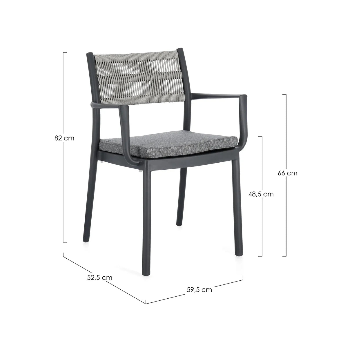 Alvin Stuhl mit Armlehne und Kissen Charcoal/Hellgrau - ZEN ZONE Furniture