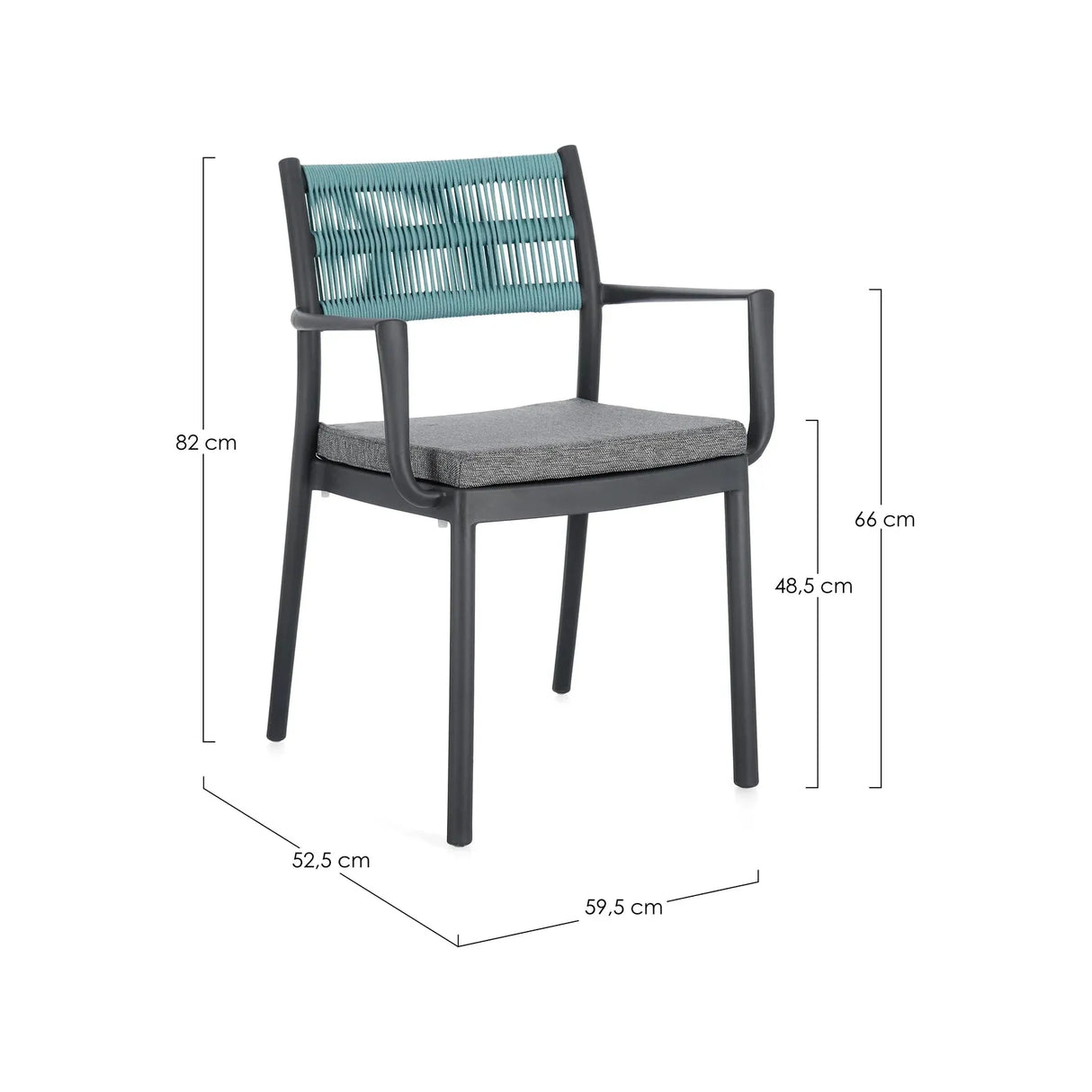 Alvin Stuhl mit Armlehne und Kissen Charcoal/Avio - ZEN ZONE Furniture