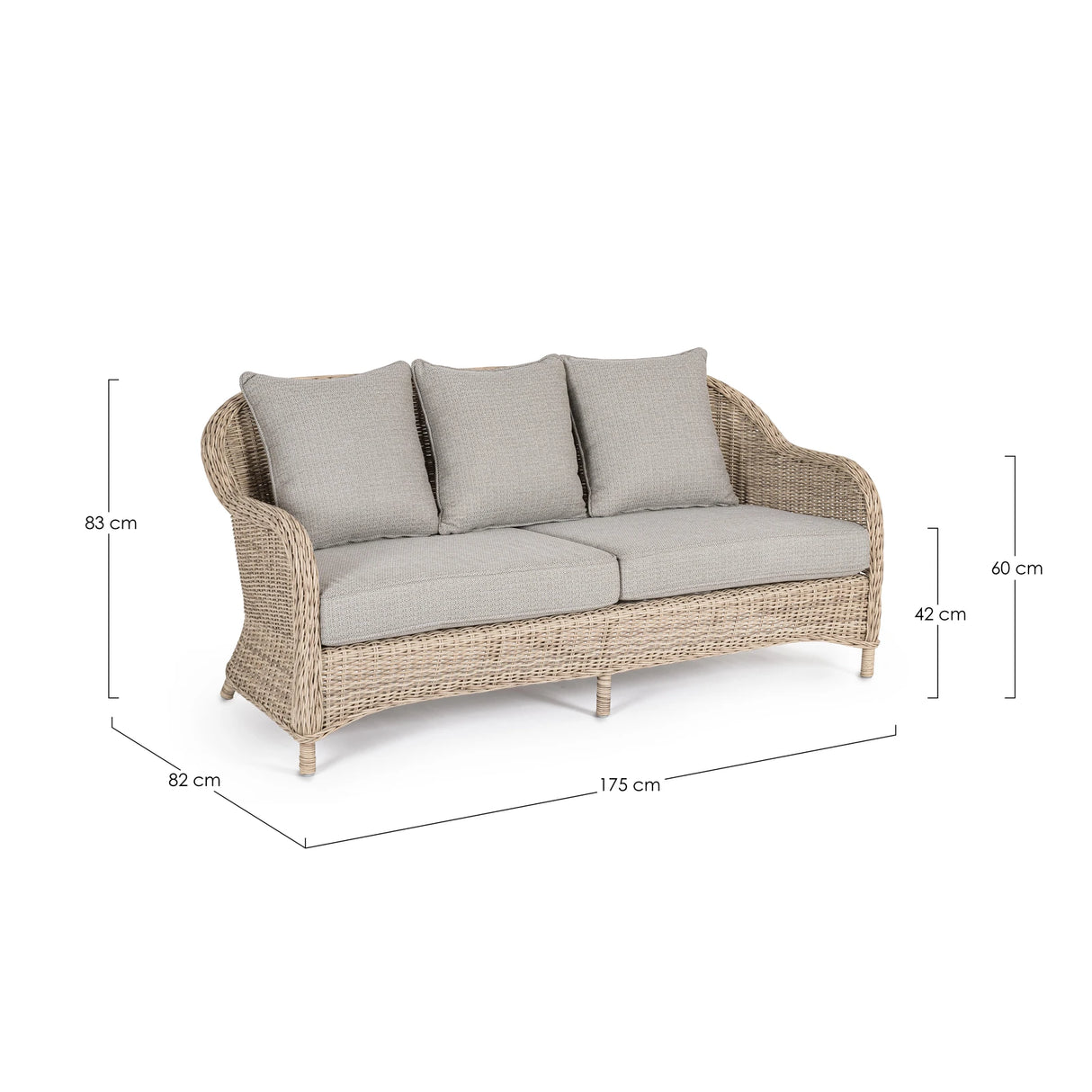 Garten-Sofa 3-Sitzer mit Kissen Aditya New - ZEN ZONE Furniture