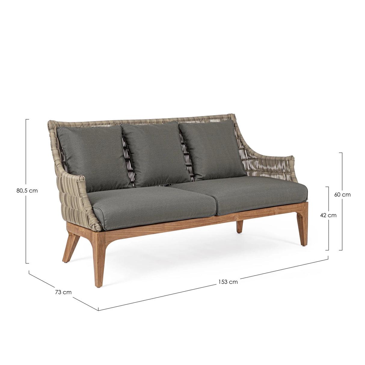 Garten-Sofa 2 bis 3-Sitzer mit Kissen Keilani - ZEN ZONE Furniture