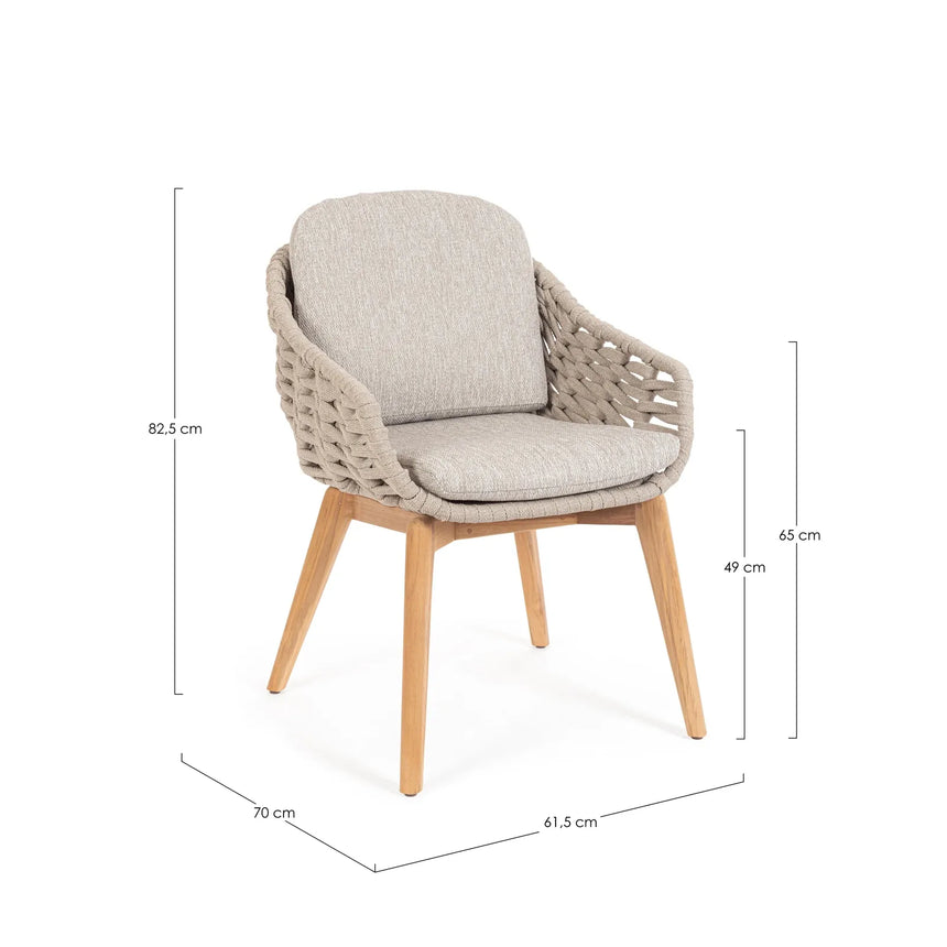 Gartenstuhl mit Armlehne und Kissen Tamires Beige - ZEN ZONE Furniture
