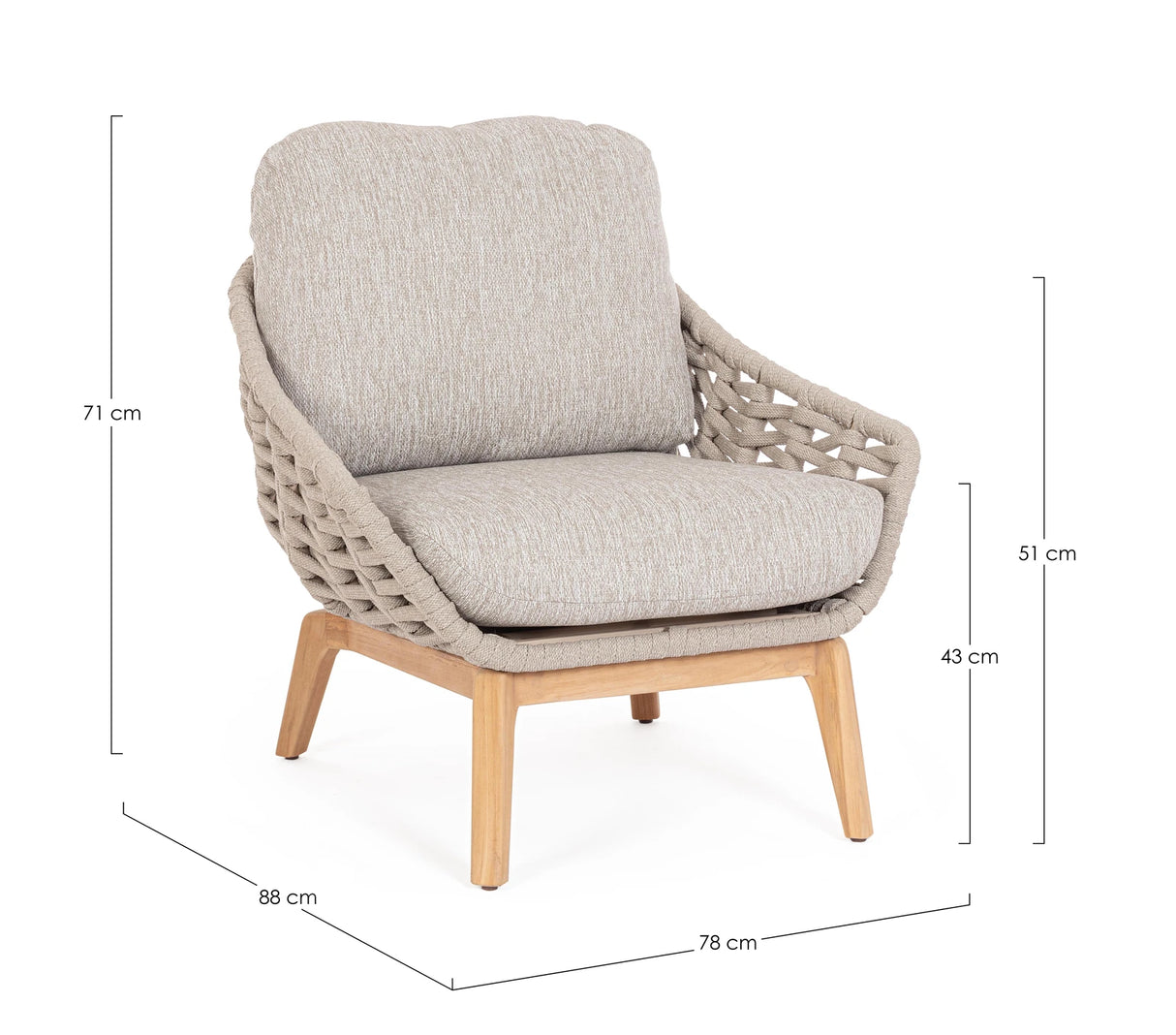 Outdoor Sessel mit Kissen Tamires Beige - ZEN ZONE Furniture