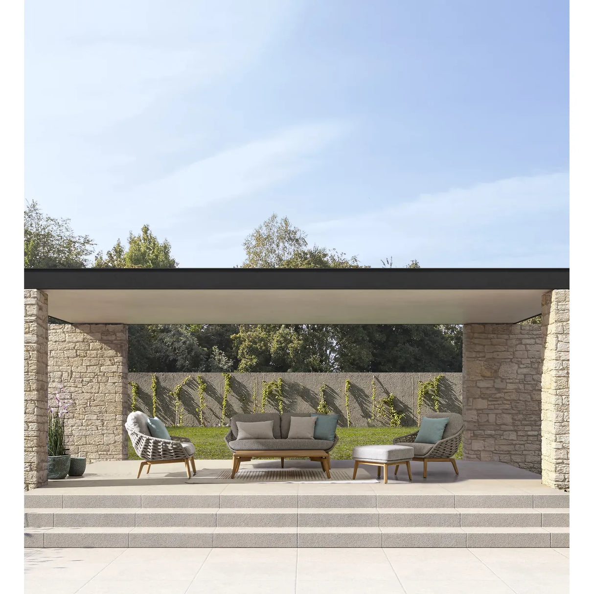 Garten-Sofa 2 bis 3-Sitzer mit Kissen Tamires Beige - ZEN ZONE Furniture