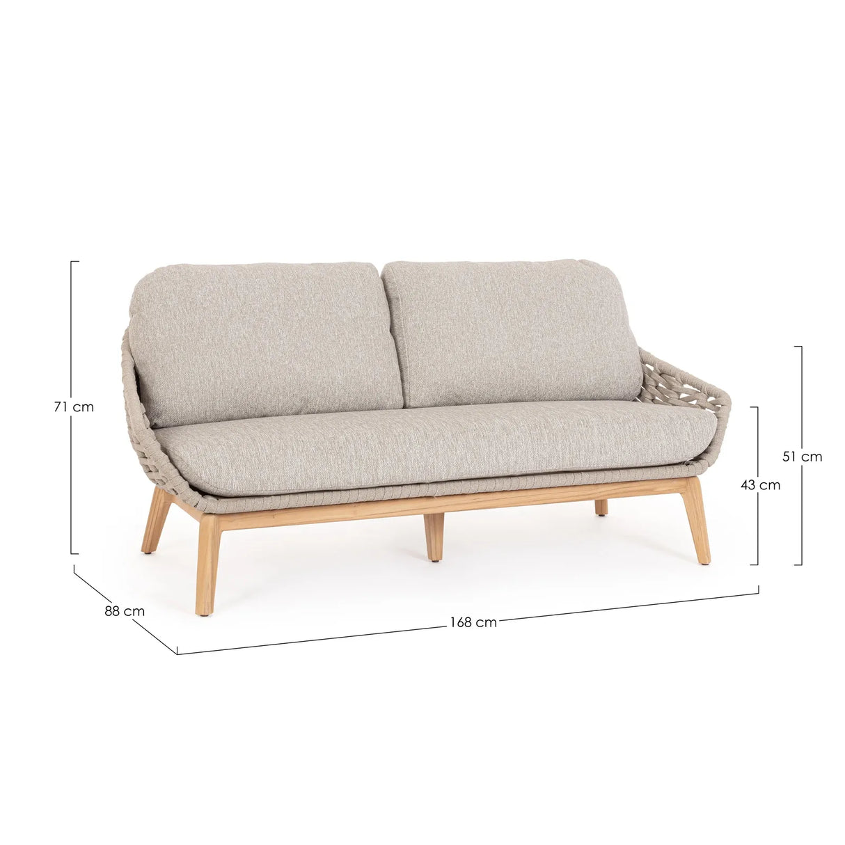 Garten-Sofa 2 bis 3-Sitzer mit Kissen Tamires Beige - ZEN ZONE Furniture