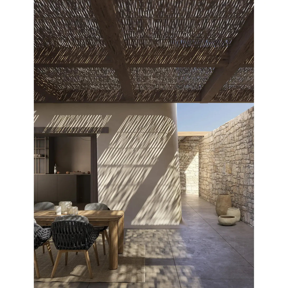 Gartenstuhl mit Armlehne und Kissen Tamires Anthrazit - ZEN ZONE Furniture