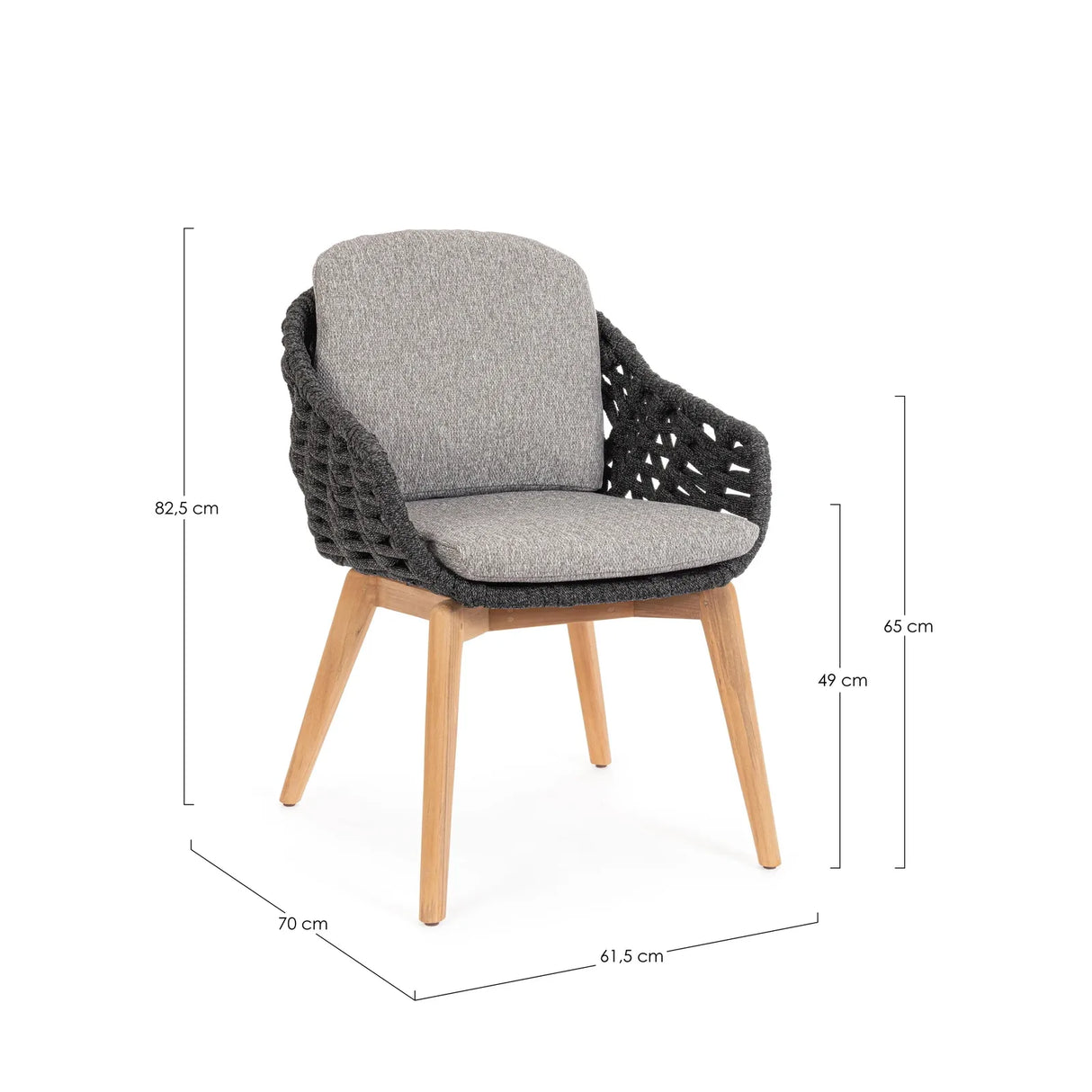 Gartenstuhl mit Armlehne und Kissen Tamires Anthrazit - ZEN ZONE Furniture