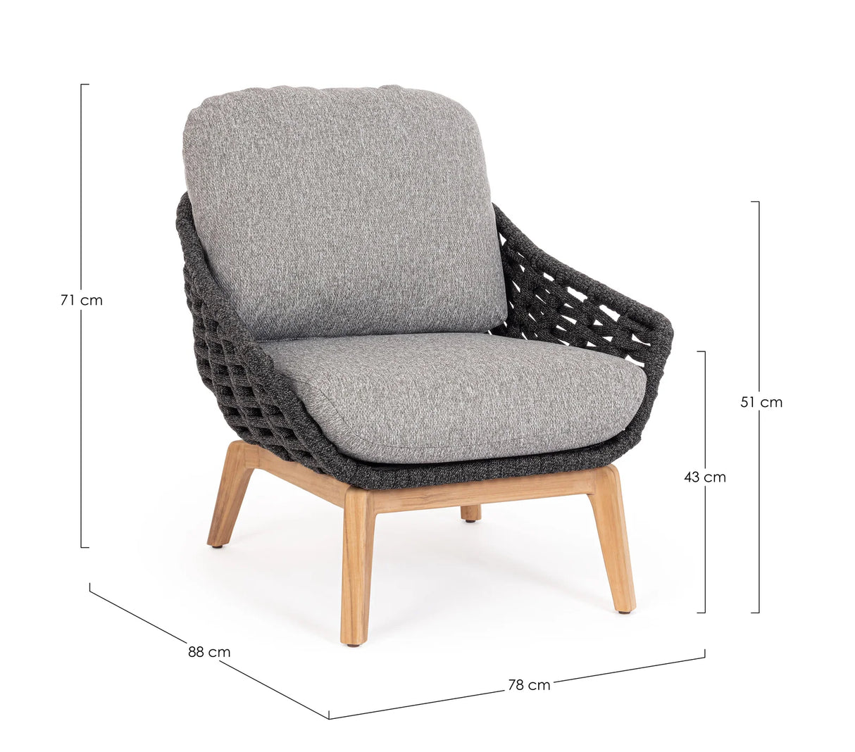 Outdoor Sessel mit Kissen Tamires Anthrazit - ZEN ZONE Furniture