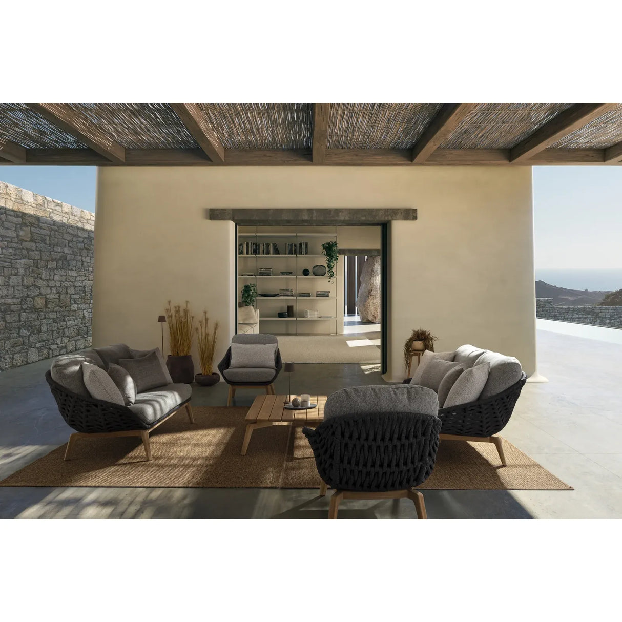 Garten-Sofa 2 bis 3-Sitzer mit Kissen Tamires Anthrazit - ZEN ZONE Furniture