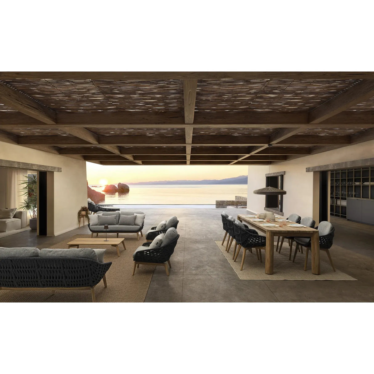 Garten-Sofa 2 bis 3-Sitzer mit Kissen Tamires Anthrazit - ZEN ZONE Furniture