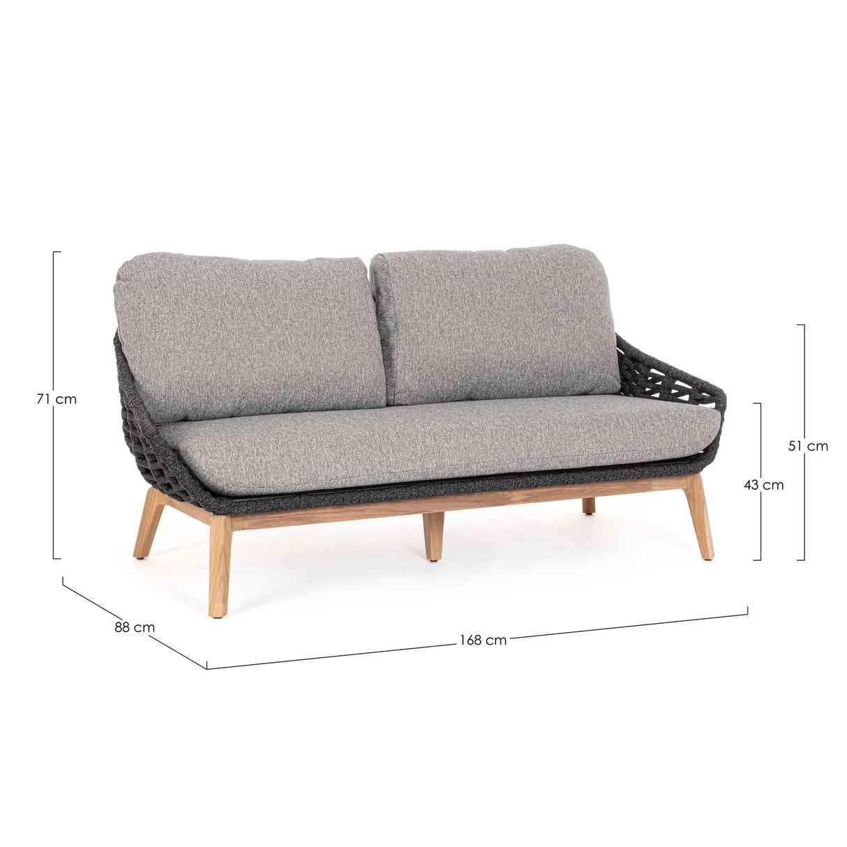 Garten-Sofa 2 bis 3-Sitzer mit Kissen Tamires Anthrazit - ZEN ZONE Furniture