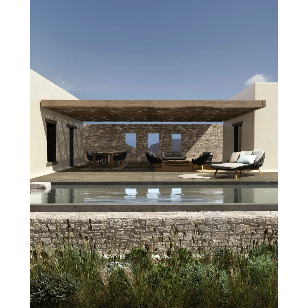 Outdoor Daybed mit Lehne Tamires Anthrazit - ZEN ZONE Furniture