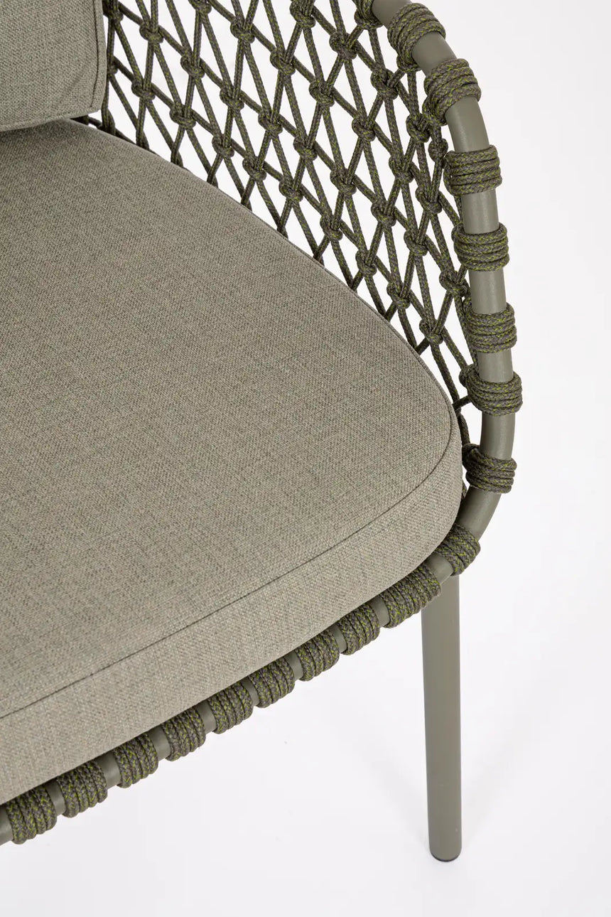 Gartenstuhl Ivissa mit Armlehnen aus Seil Grün - ZEN ZONE Furniture