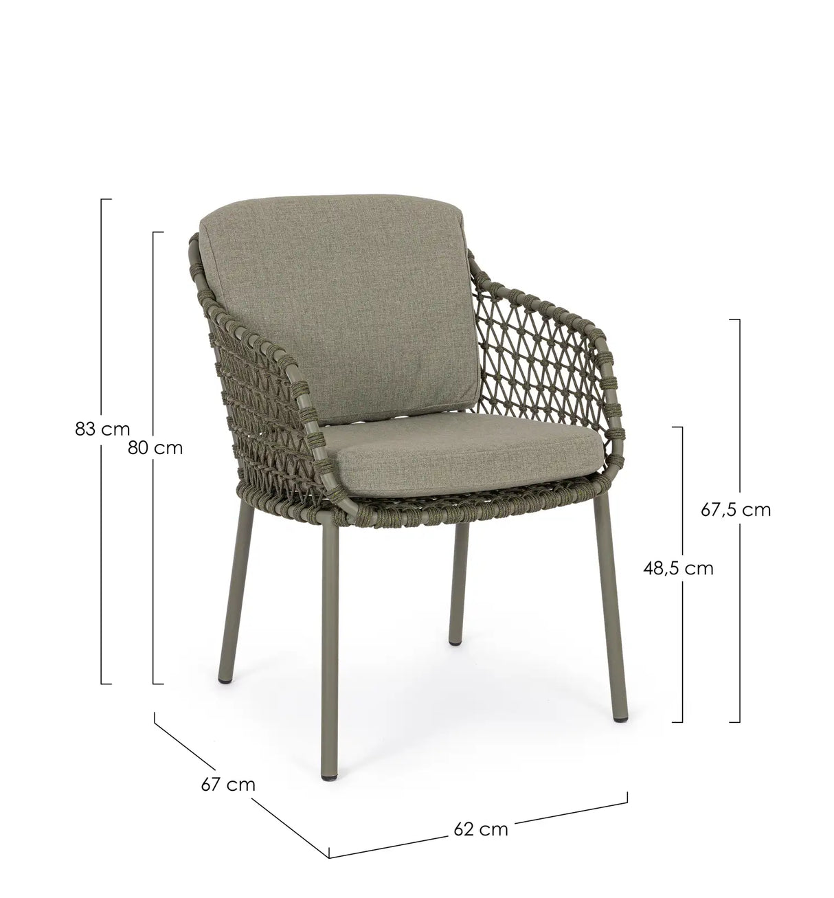 Gartenstuhl Ivissa mit Armlehnen aus Seil Grün - ZEN ZONE Furniture