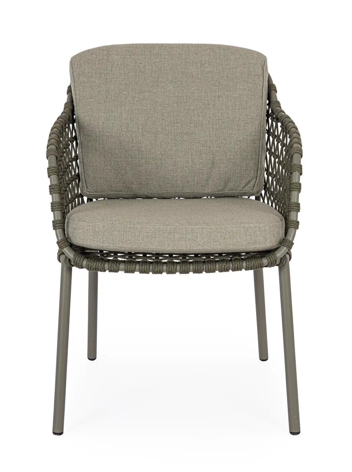 Gartenstuhl Ivissa mit Armlehnen aus Seil Grün - ZEN ZONE Furniture