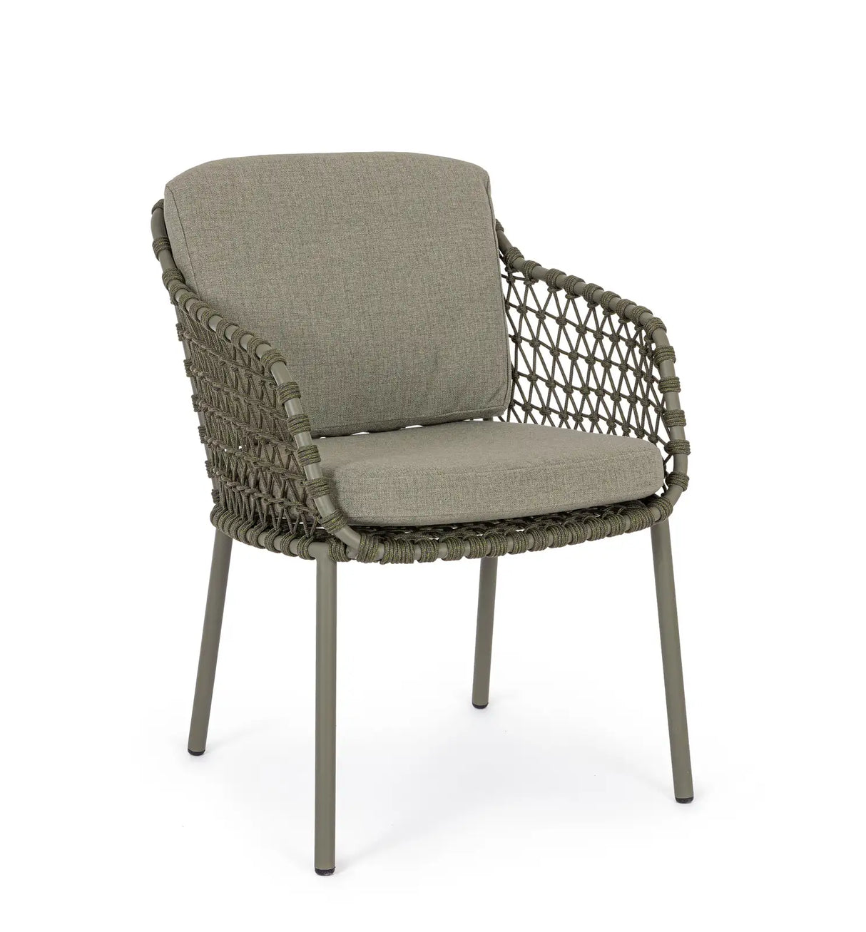 Gartenstuhl Ivissa mit Armlehnen aus Seil Grün - ZEN ZONE Furniture