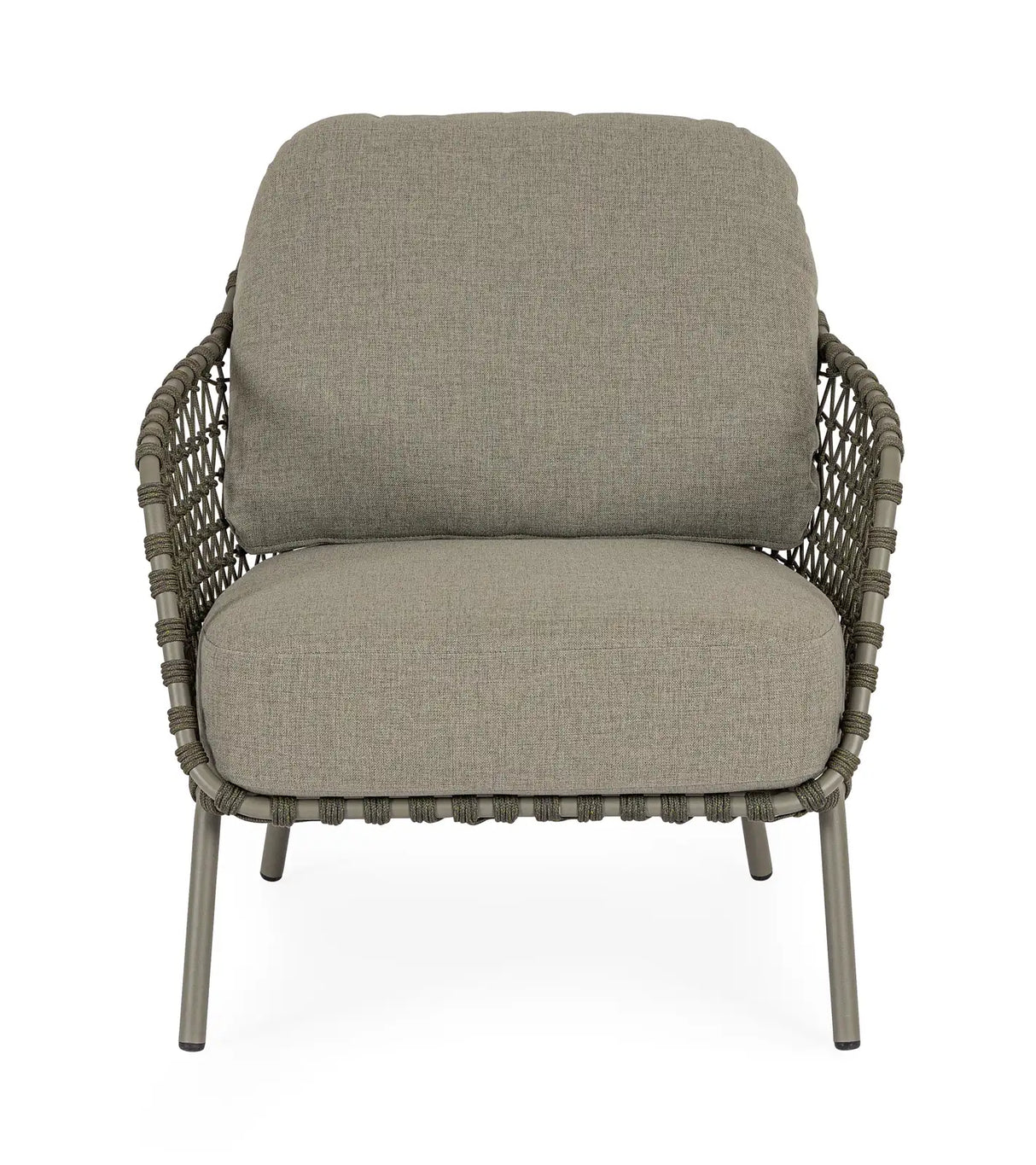 Outdoor Sessel Ivissa mit Armlehnen aus Seil Grün - ZEN ZONE Furniture