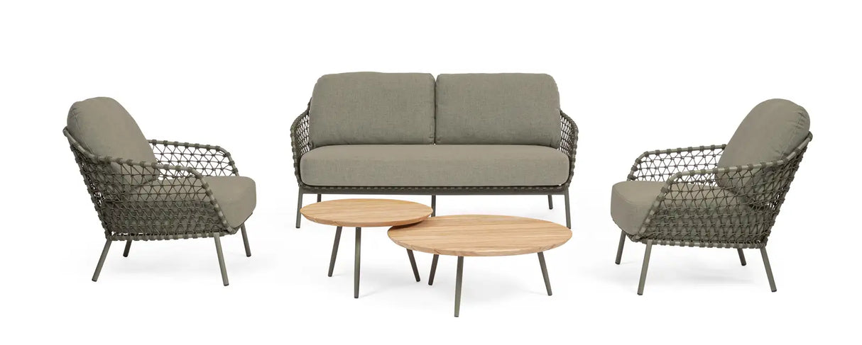 Outdoor Sessel Ivissa mit Armlehnen aus Seil Grün - ZEN ZONE Furniture