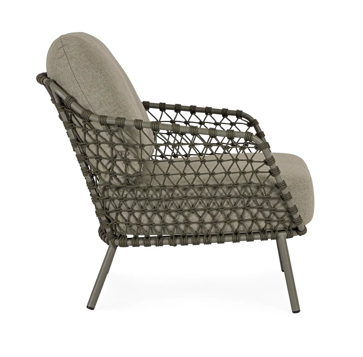 Outdoor Sessel Ivissa mit Armlehnen aus Seil Grün - ZEN ZONE Furniture