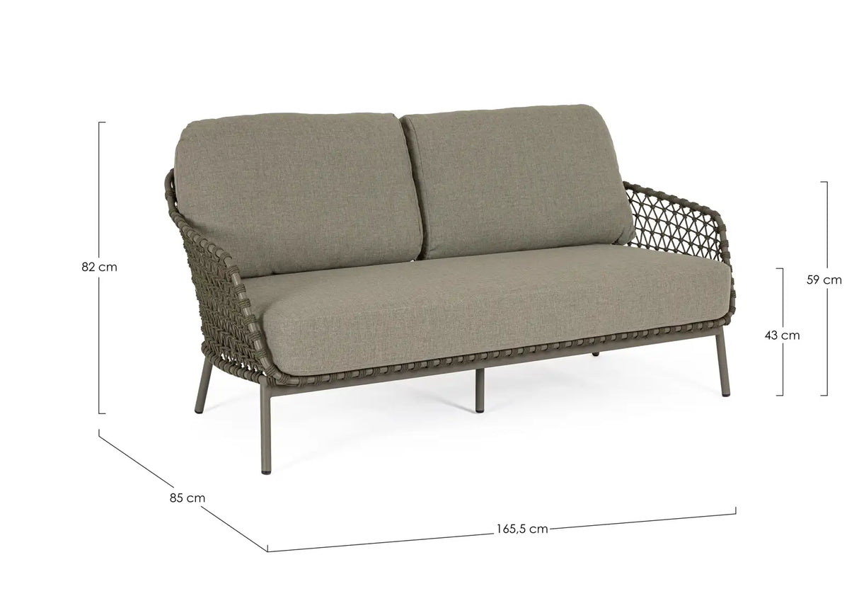 Outdoor Sofa 2/3-Sitzer Ivissa aus Seil Grün 166x85 cm - ZEN ZONE Furniture