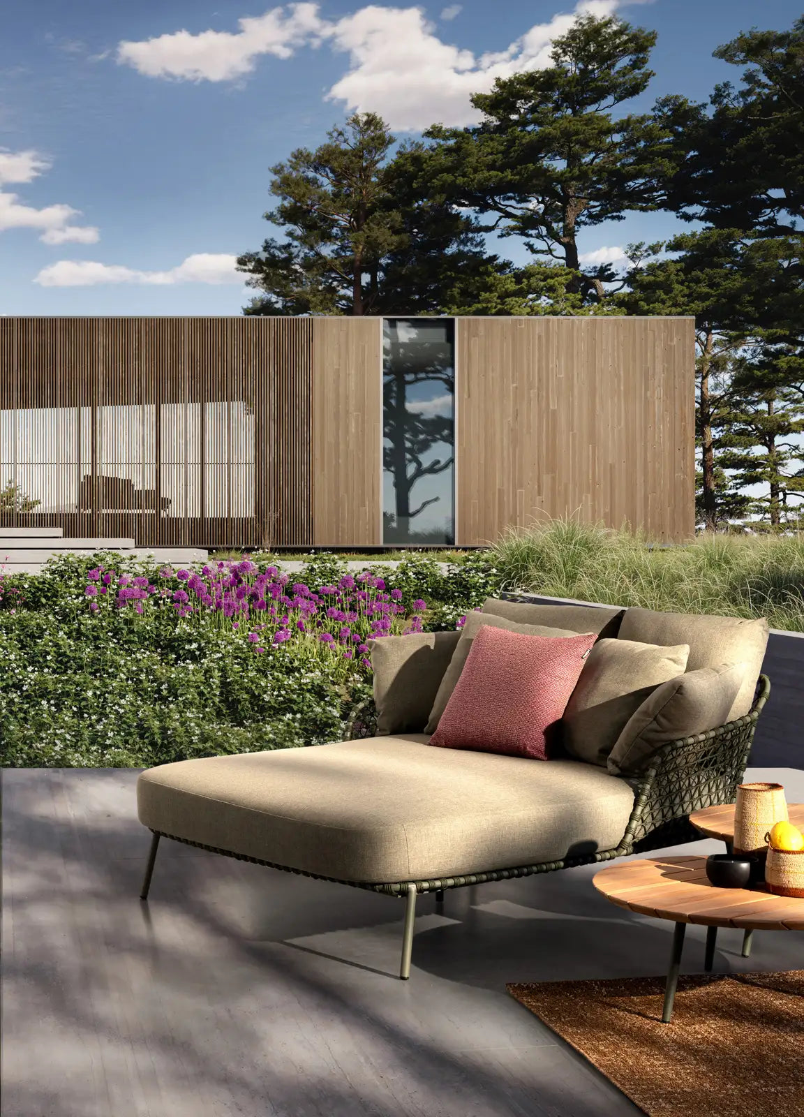 Outdoor Daybed 2-Sitzer Ivissa Grün 139x170 cm - ZEN ZONE Furniture