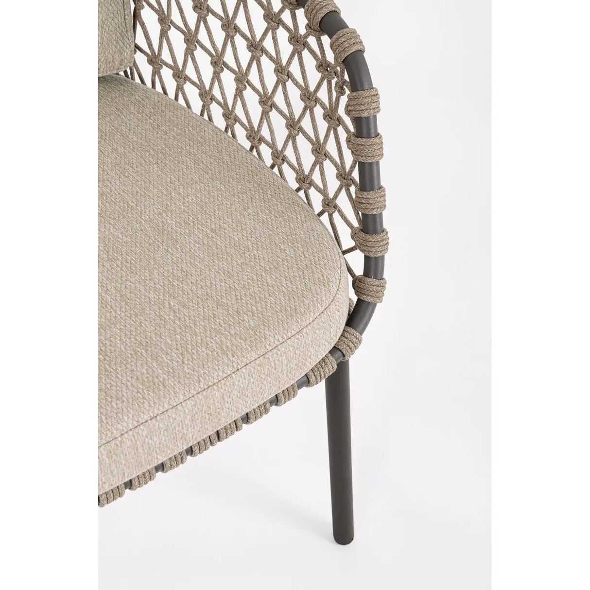 Gartenstuhl Ivissa mit Armlehnen aus Seil Anthrazit - ZEN ZONE Furniture