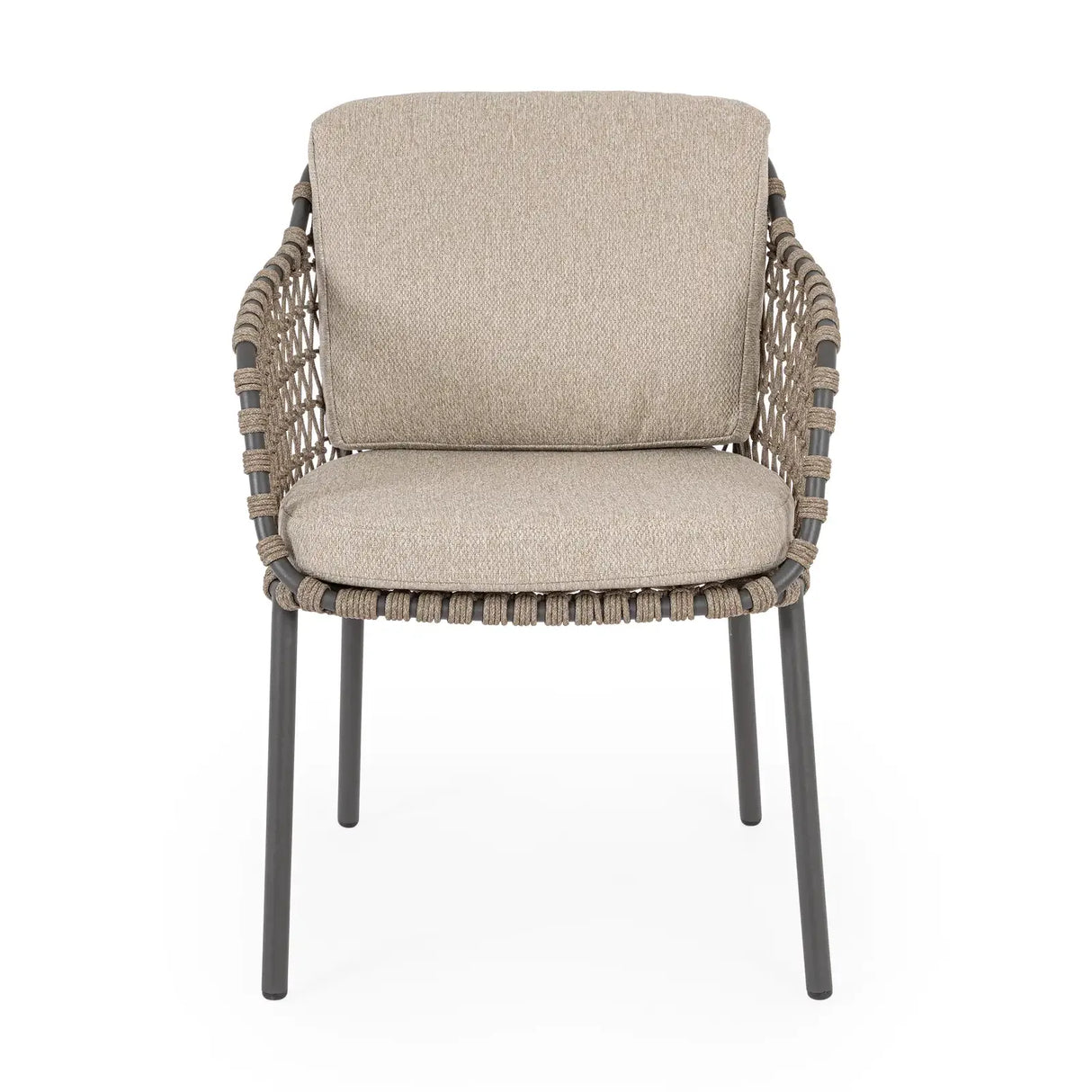 Gartenstuhl Ivissa mit Armlehnen aus Seil Anthrazit - ZEN ZONE Furniture