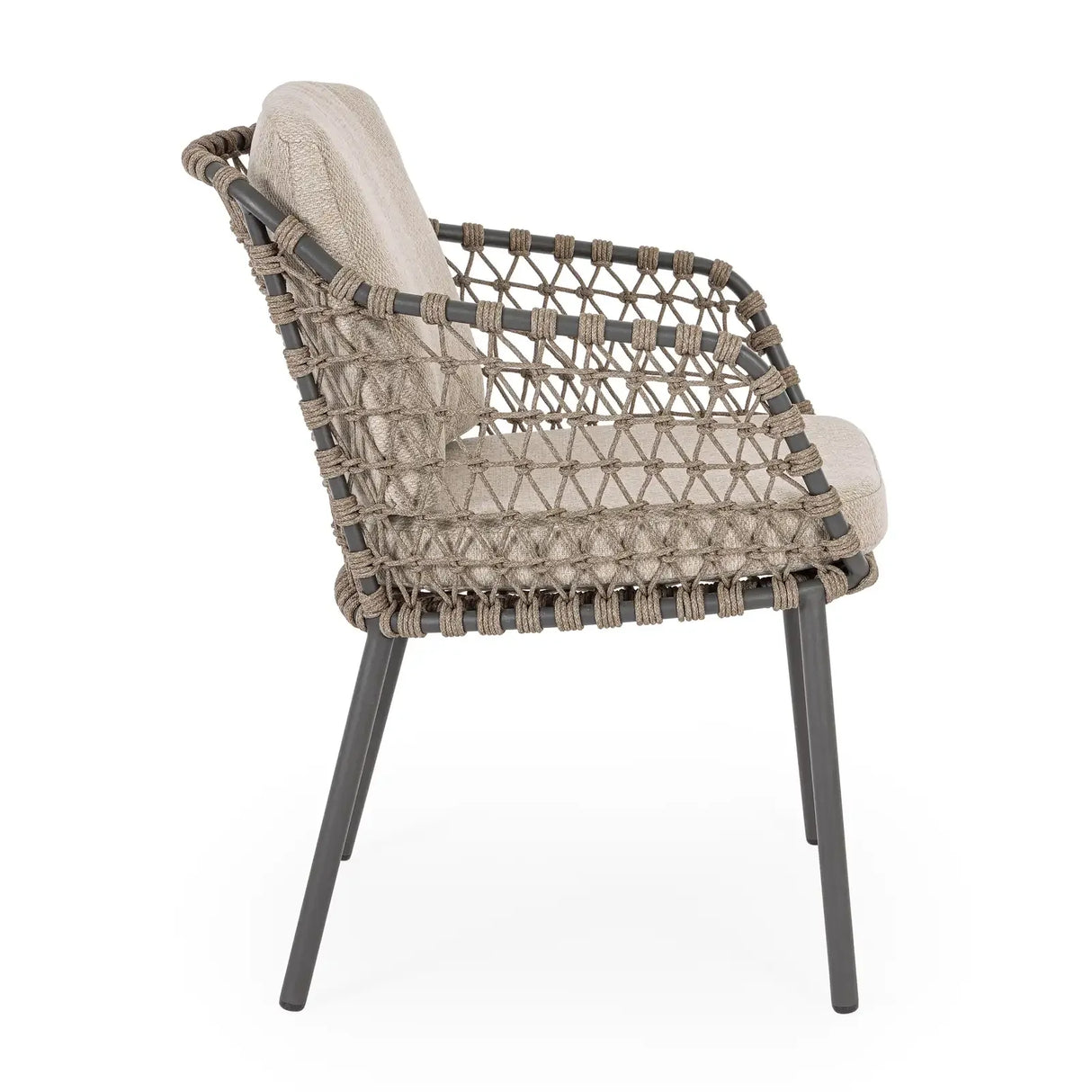 Gartenstuhl Ivissa mit Armlehnen aus Seil Anthrazit - ZEN ZONE Furniture