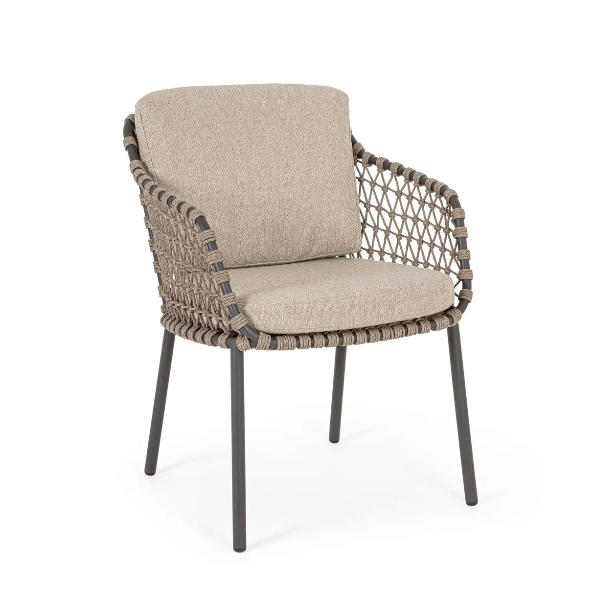 Gartenstuhl Ivissa mit Armlehnen aus Seil Anthrazit - ZEN ZONE Furniture