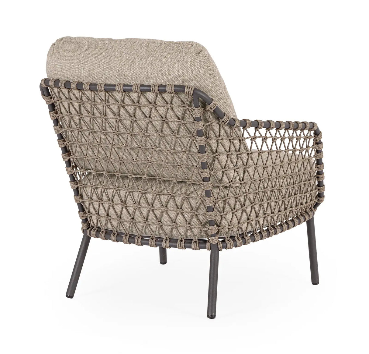 Outdoor Sessel Ivissa mit Armlehnen aus Seil Anthrazit - ZEN ZONE Furniture