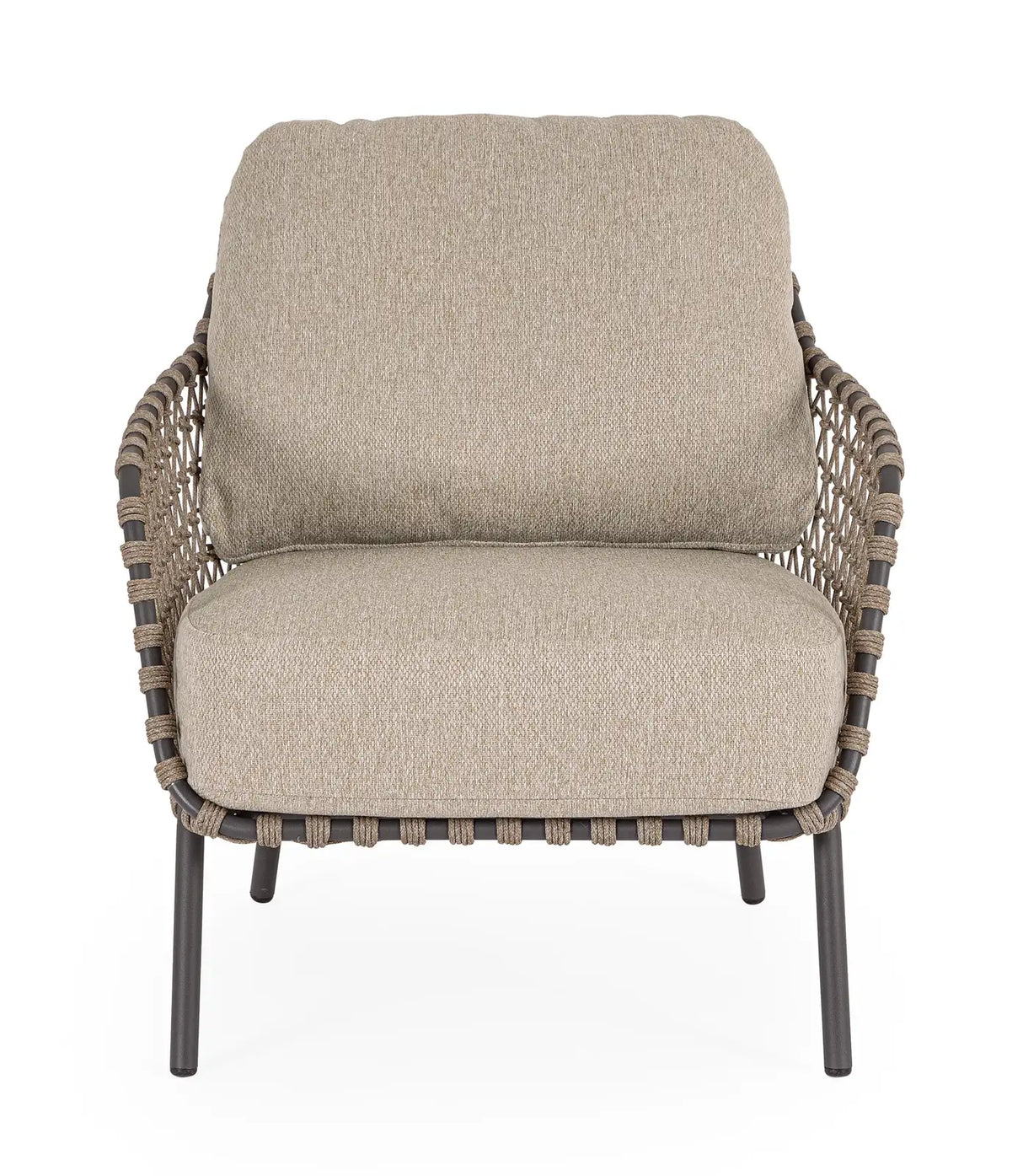 Outdoor Sessel Ivissa mit Armlehnen aus Seil Anthrazit - ZEN ZONE Furniture