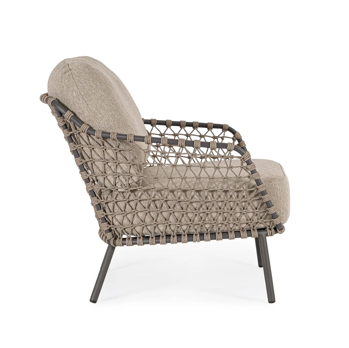 Outdoor Sessel Ivissa mit Armlehnen aus Seil Anthrazit - ZEN ZONE Furniture