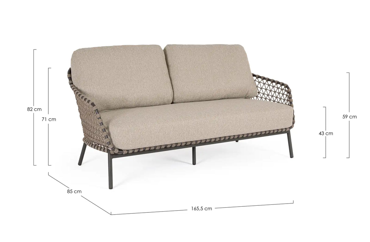 Outdoor Sofa 2/3-Sitzer Ivissa aus Seil Anthrazit 166x85 cm - ZEN ZONE Furniture