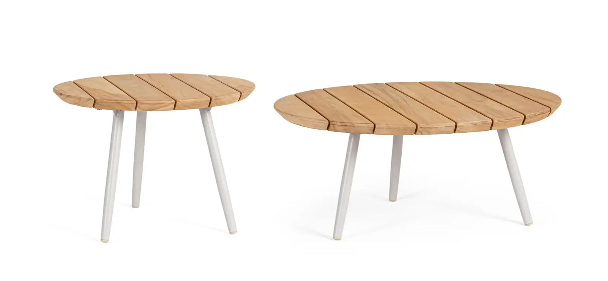 Outdoor Couchtisch 2er-Set Teakholz Talaia D50-D70 Frostig - ZEN ZONE Furniture