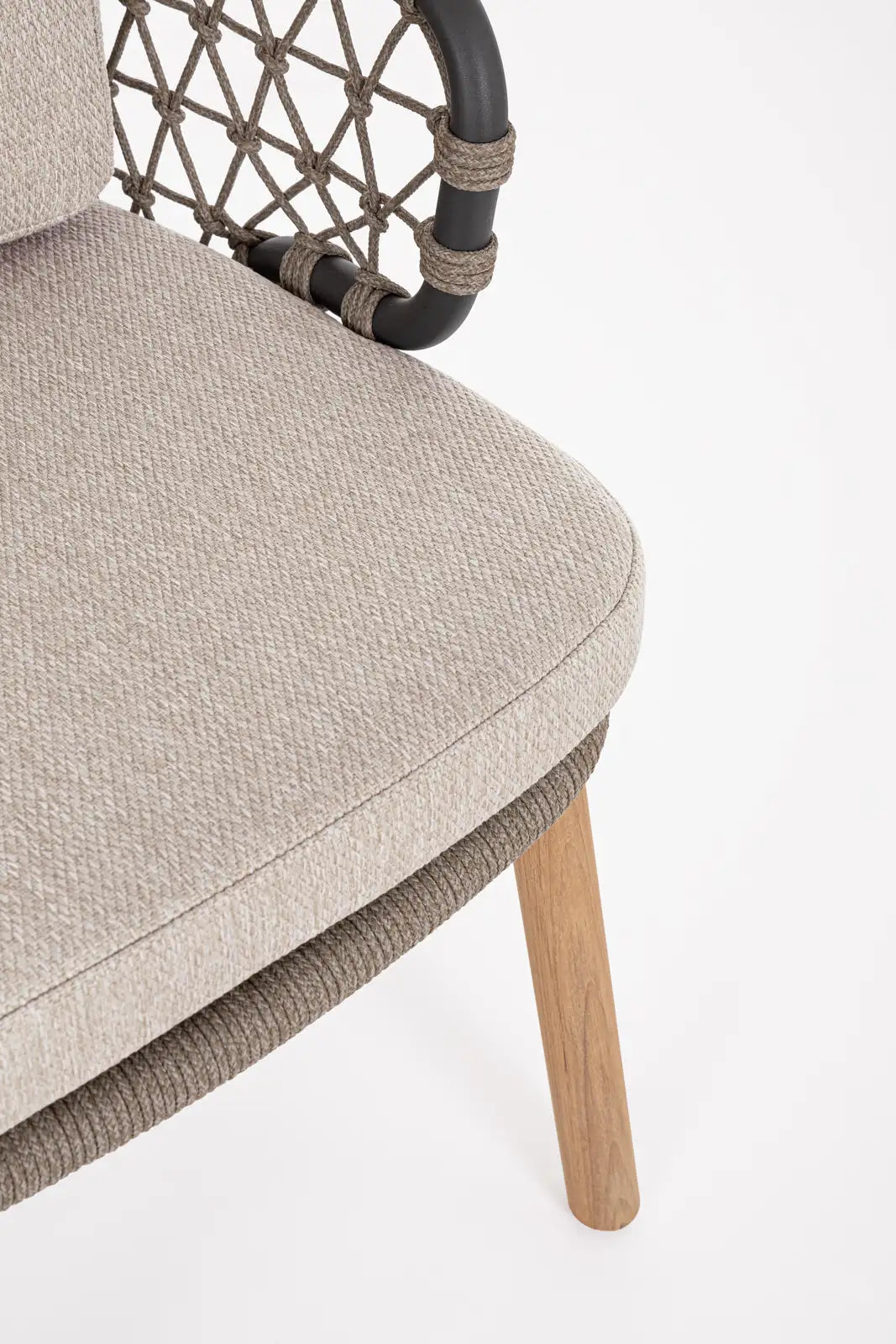 Gartenstuhl Eularia mit Armlehnen aus Aluminium, Seil und Teakholz - ZEN ZONE Furniture