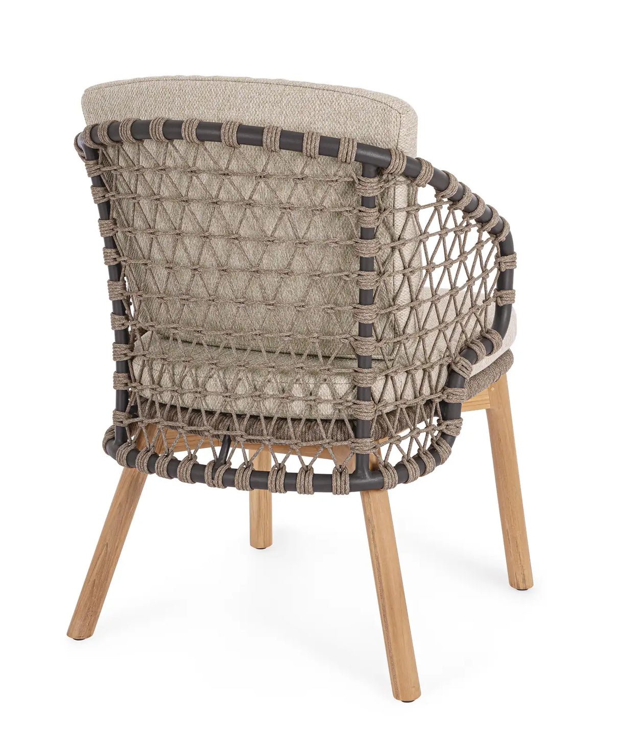 Gartenstuhl Eularia mit Armlehnen aus Aluminium, Seil und Teakholz - ZEN ZONE Furniture