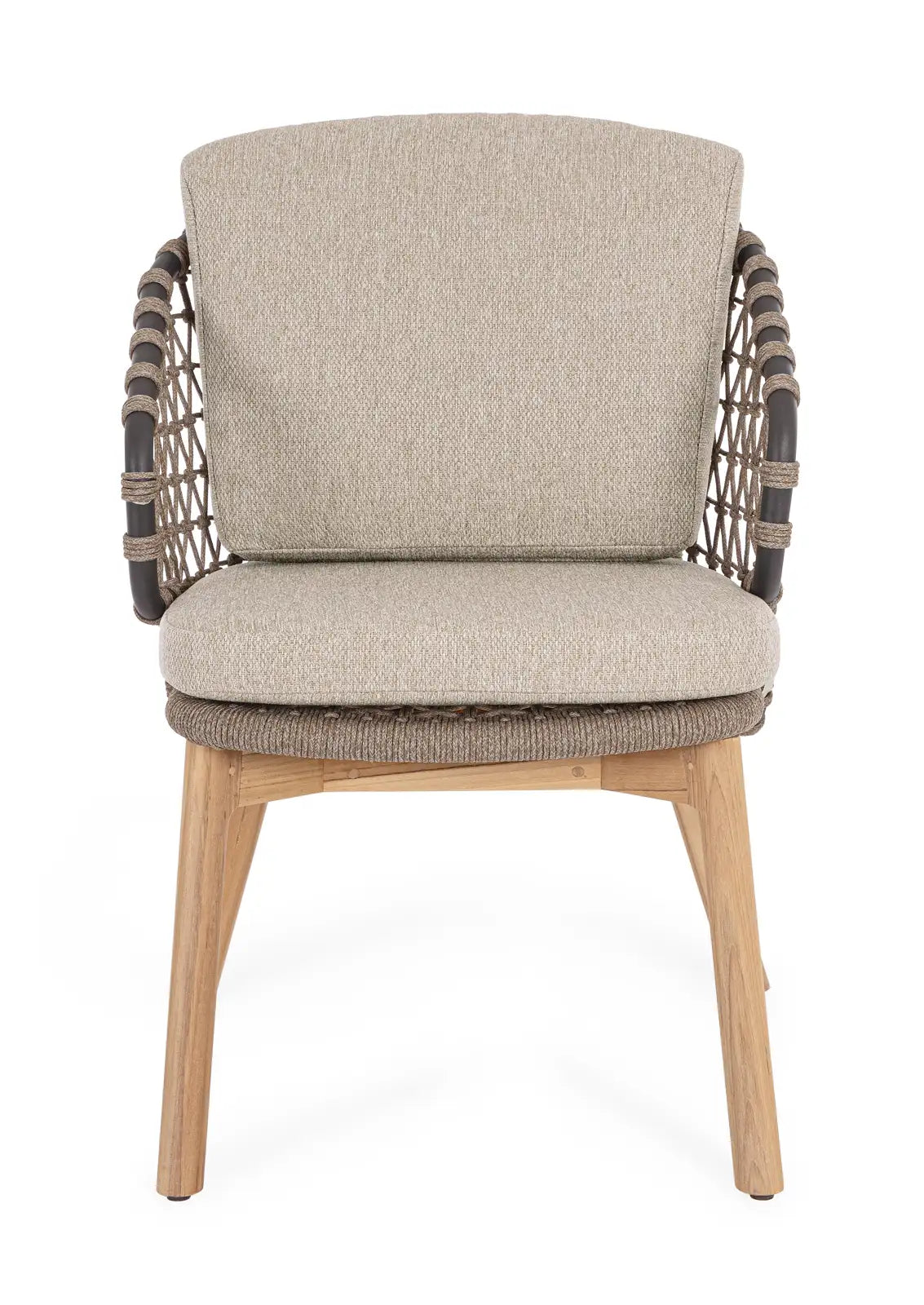 Gartenstuhl Eularia mit Armlehnen aus Aluminium, Seil und Teakholz - ZEN ZONE Furniture