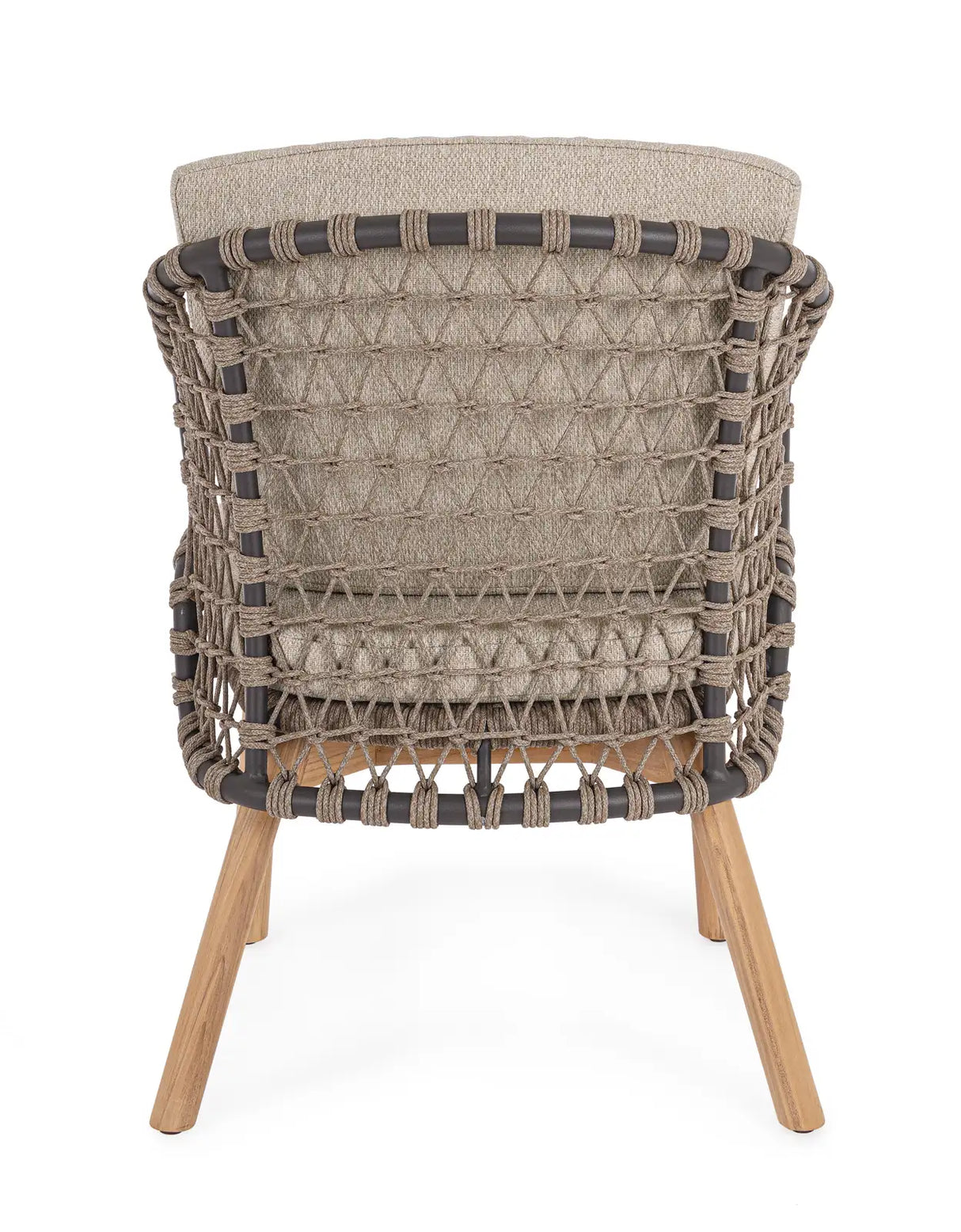 Gartenstuhl Eularia mit Armlehnen aus Aluminium, Seil und Teakholz - ZEN ZONE Furniture