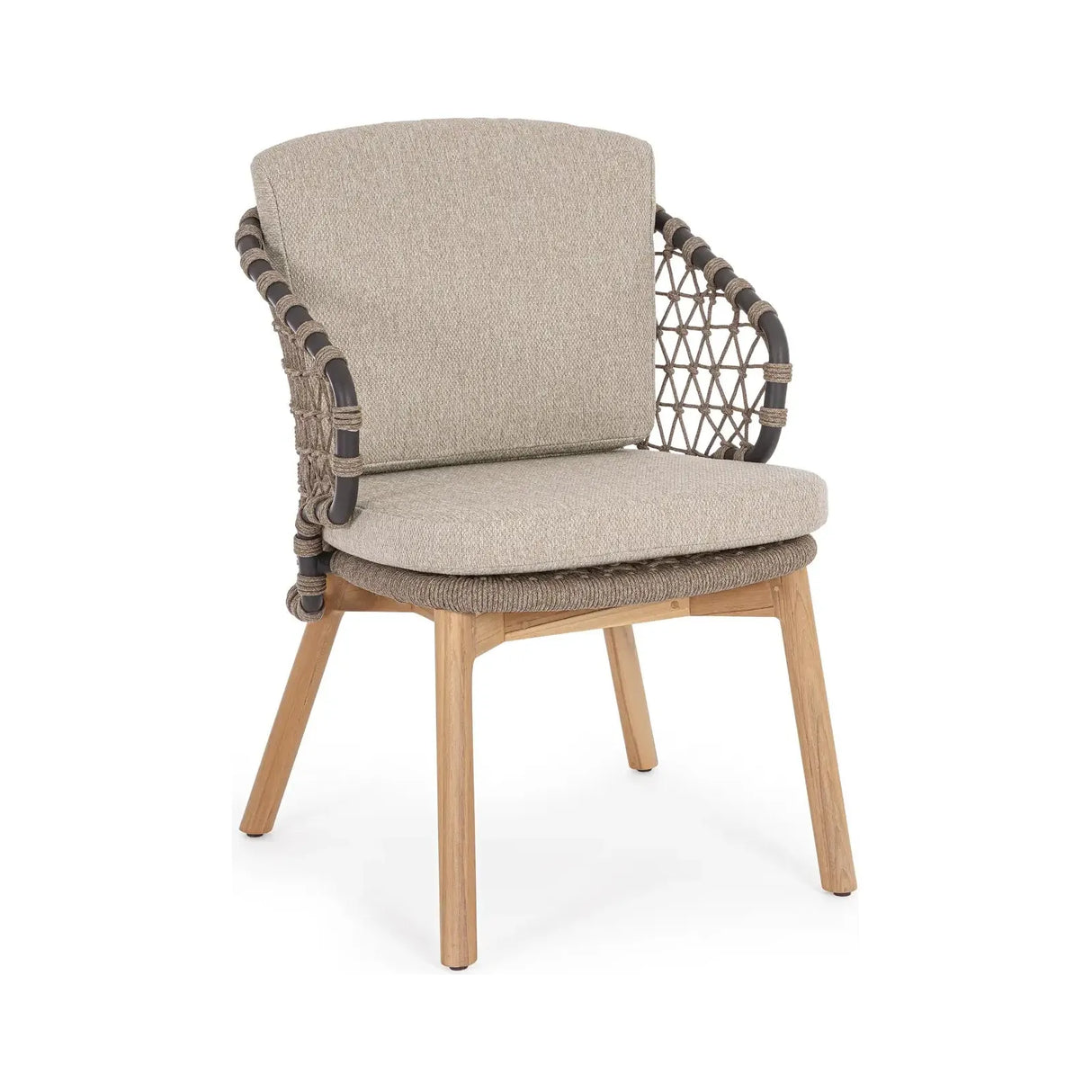 Gartenstuhl Eularia mit Armlehnen aus Aluminium, Seil und Teakholz - ZEN ZONE Furniture